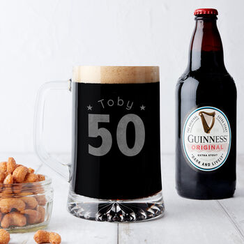 Personalised 50th Birthday Age And Name Beer Tankard, 2 of 4