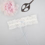 Wedding Garter With Ivory Lace And Something Blue Bow, thumbnail 1 of 12