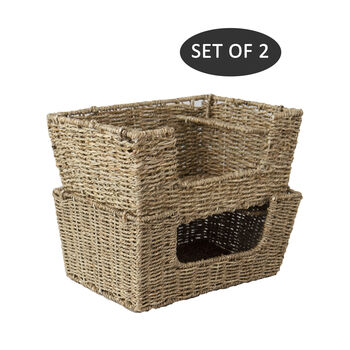 Woven Wicker Stacking Storage Basket, 2 of 10