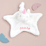 Personalised Unicorn Baby White Comforter, thumbnail 1 of 6
