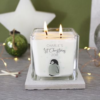 Baby Penguin First Christmas Scented Square Candle, 3 of 6