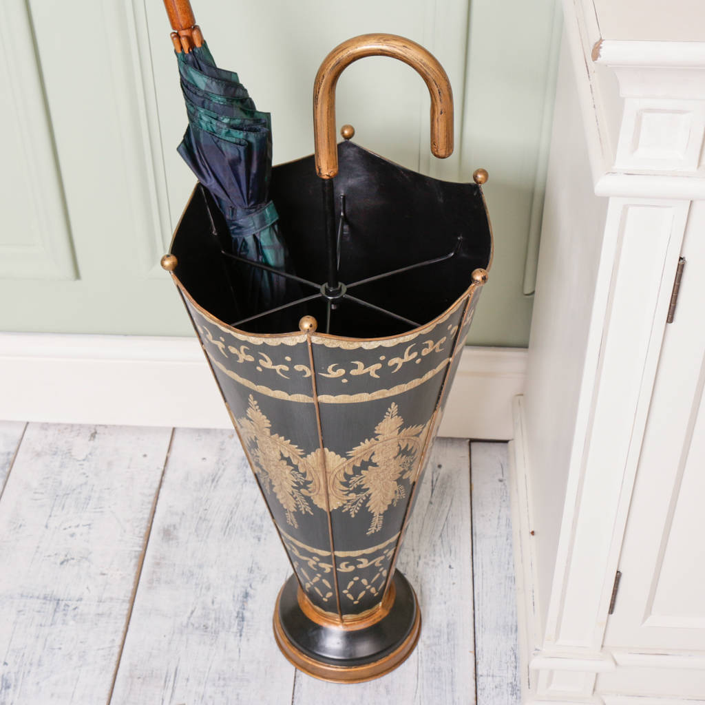 victorian black and gold neo classical umbrella stand by dibor