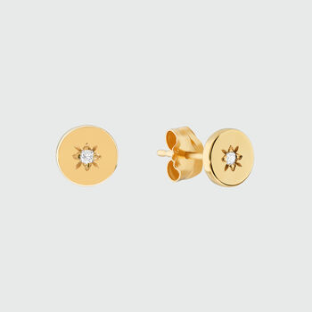 Langton Gold Plated And Diamond Stud Earrings, 4 of 5
