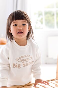 'Promoted To Big Sister' Embroidered Bow Pregnancy Announcement Sweatshirt Jumper, 4 of 7