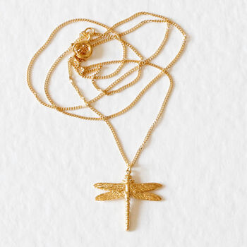 Dragonfly Necklace Silver/Gold Vermeil Plated, 3 of 7