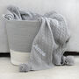 Personalised Blue Ellie Comforter Cable Blanket Grey, thumbnail 6 of 9