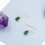 Sterling Silver Emerald Green Pear Cut Cz Drop Earrings, thumbnail 4 of 10