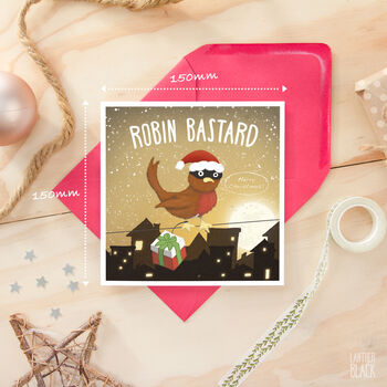 Robin Funny Pun Christmas Card Brother Sister Friend, 3 of 4