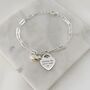 Engraved Memorial Paper Clip Bracelet, Large Heart And Robin, thumbnail 2 of 5