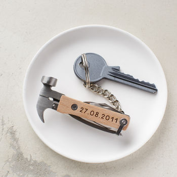 Wooden Fifth Anniversary Multi Tool Keyring, 2 of 3