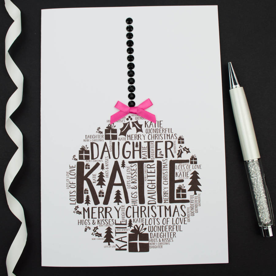 Daughter Personalised Christmas Bauble Card