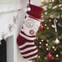 Red And White Knitted Christmas Stocking With Pocket, thumbnail 1 of 3