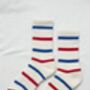 Red / Blue Striped Boyfriend Socks, thumbnail 3 of 6