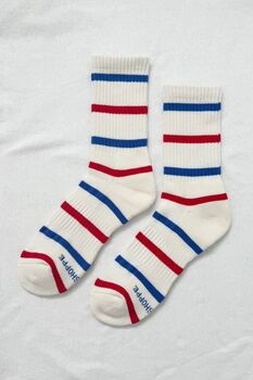 Red / Blue Striped Boyfriend Socks, 3 of 6