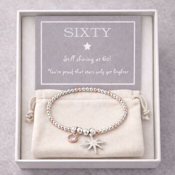 60th Birthday Star Charm Stretch Bracelet, 4 of 5