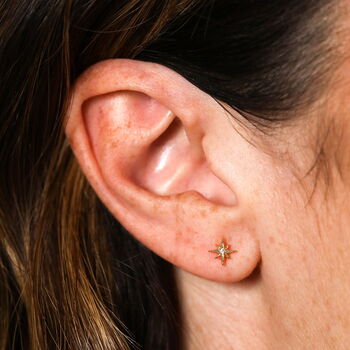 Small Star Crystal Stud Earrings In Gold Plating, 3 of 5