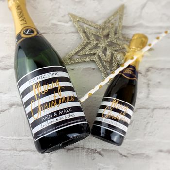 Personalised Monochrome Christmas Prosecco Label, 2 of 2
