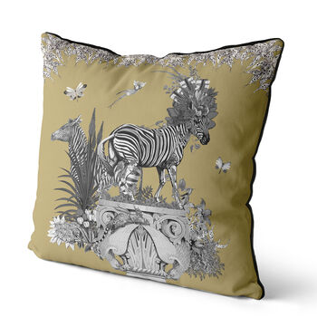 Tropical Zebra Cushion In Gold, 3 of 7