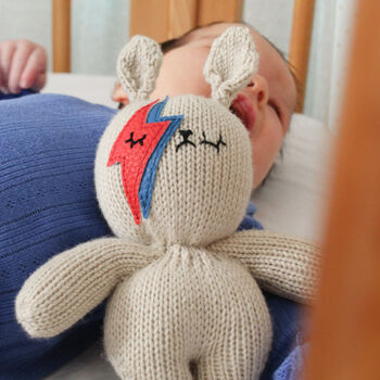 Bowie Bunny Handmade Rattle For New Baby, 4 of 4