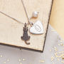 Cat Charm Personalised Silver Necklace With Birthstones, thumbnail 1 of 12
