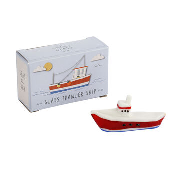 Artisan Glass Trawler Ship | Gift Boxed | Decoration | Collectable | Gift For Home, 4 of 4