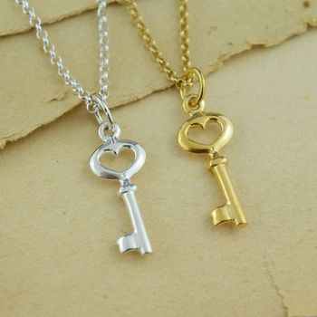 personalised silver key necklace by lily charmed | notonthehighstreet.com