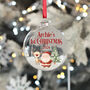 Santa And Reindeer 1st Christmas Snow Filled Glass Bauble, thumbnail 1 of 3