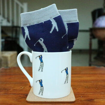Golfer Fine Bone China Mug And Sock Set, 3 of 4