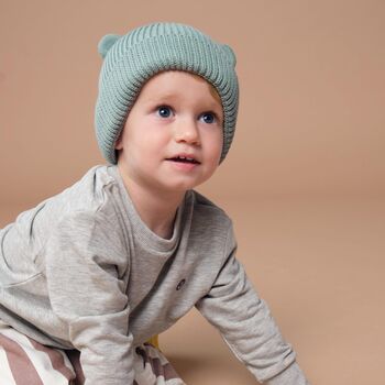 Organic Baby Bear Beanie Hat, 8 of 10