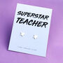 Superstar Teacher Sterling Silver Earrings, thumbnail 1 of 3