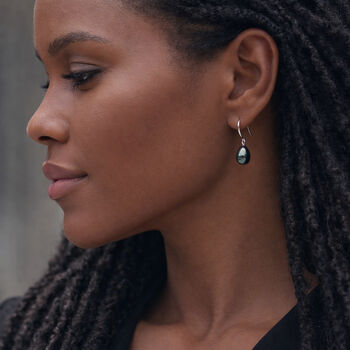 Sterling Silver Black Freshwater Pearl Drop Earrings – 8mm, 3 of 8