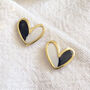 Black And White Polymer Clay Heart Studs, thumbnail 2 of 5