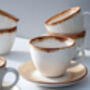 White Set Of Six Handmade Porcelain Tea Cup With Saucer, thumbnail 7 of 12