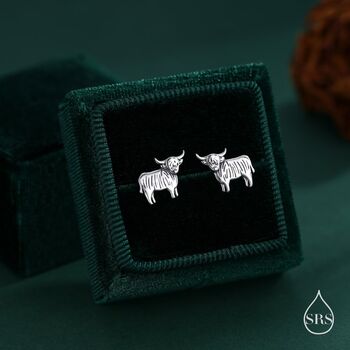 Sterling Silver Small Pair Of Highland Cow Screw Back Earrings, 2 of 10