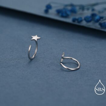 Tiny Star Huggie Hoop Earrings In Sterling Silver, 3 of 11