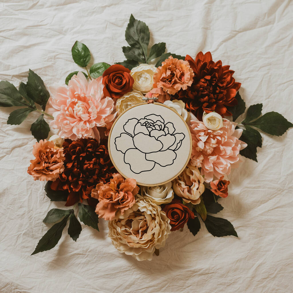Peony Language Of Flowers Hoop By Edit A Prints