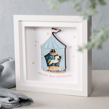Layered Carousel Christening Print In A Box Frame, 2 of 3