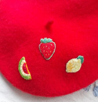 Fruit Design Hand Embroidered Child's Beret, 2 of 4