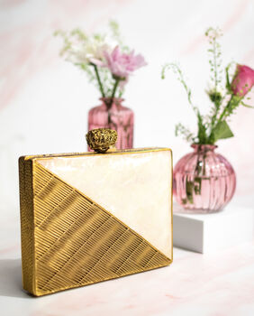 Elayna Mother Of Pearl Gold Clutch, 2 of 9