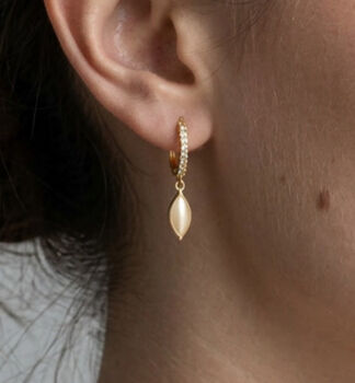 Nekomeishi Semi Precious Cream Cats Eye Earrings, 4 of 5