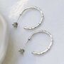 Sterling Silver Bamboo Hoop Stud Earrings, thumbnail 6 of 8