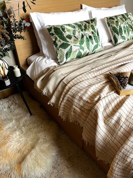 Oblong Velvet Ikat Cushion Green Leaves, 3 of 9