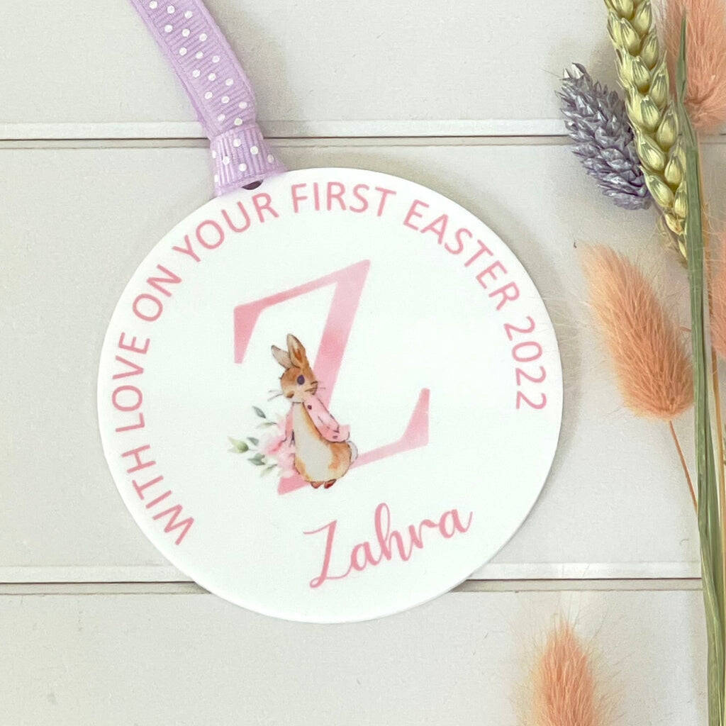 Personalised Flopsy Bunny Watercolour Easter Decoration