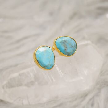 Turquoise Gold Plated Sterling Silver Studs, 5 of 7