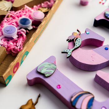 Personalised Paint Your Own Mermaid Wooden Name, 4 of 6