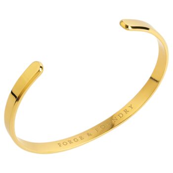 Men's Minimalist Polished 18 K Gold Plated Titanium Cuff Bangle, 5 of 7