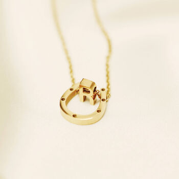 Lucky Horseshoe Personalised Initial Charm Necklace, 8 of 11