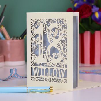 Personalised 18th Birthday Card Papercut Woodland Design, 2 of 6