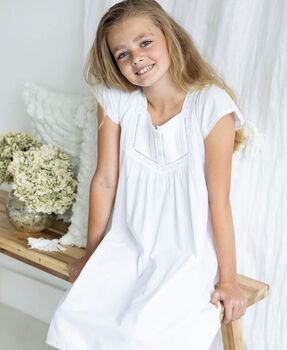 Personalised Mum And Daughter Matching White Cotton Nightdress Nicole, 2 of 5