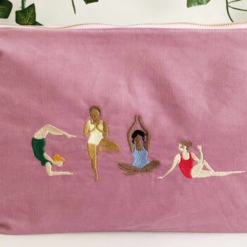 Personalised Yoga Embroidery Make Up Pouch Bag, 4 of 4